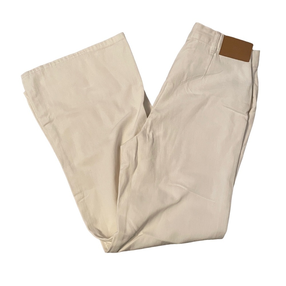 High Waisted Cream Wide Leg Jeans Size 31